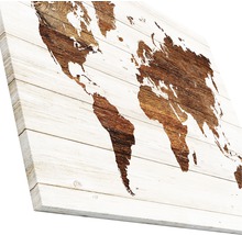 Leinwandbild Worldmap On Wood 57x77 cm