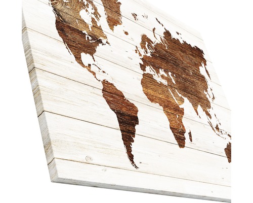 Weltkarte auf Holzplatte