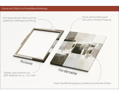 Leinwandbild 50x50 cm mit MDF Rahmen, Vorder- und Rückseite