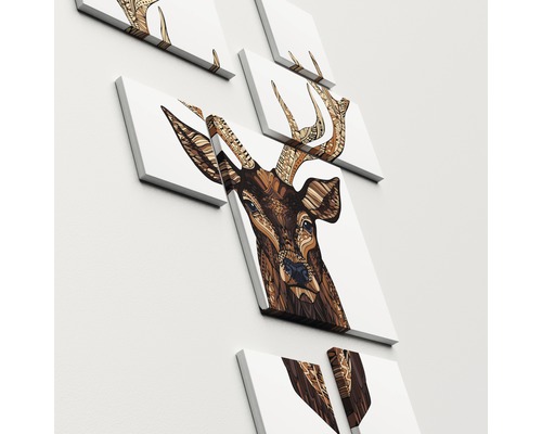 Mehrteiliges Hirschkopf Wandbild zur Dekoration