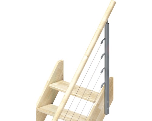 Holztreppe mit Edelstahlseil-Geländer