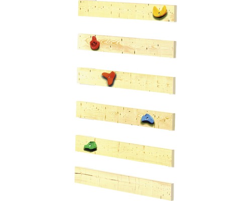 Kletterwand mit verschiedenen Klettergriffen