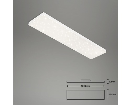 Rechteckige LED Deckenleuchte mit Sternenmuster und Maßangaben