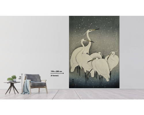 Vliestapete mit Reihermotiv, 194 cm x 280 cm