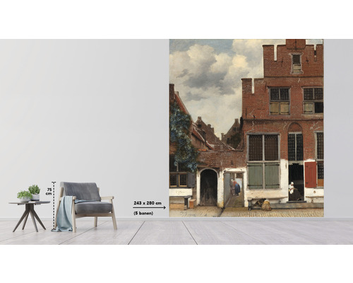 Wandbild mit einer historischen Straßenszene, Größe 243 x 280 cm