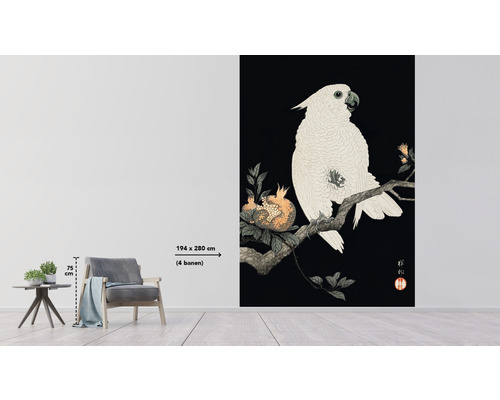 Vliestapete mit Vogelmotiv, Abmessungen 194 mal 280 cm