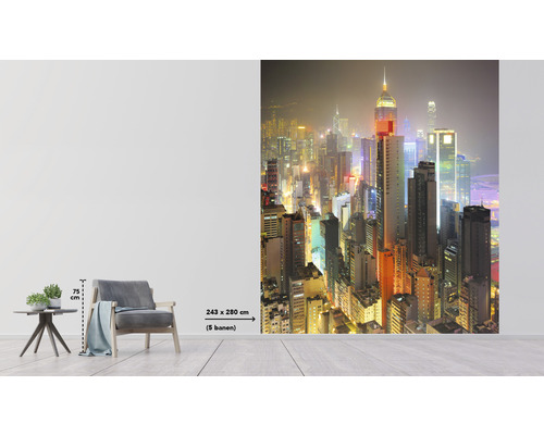Fototapete mit Skyline-Motiv, Maße 243 mal 280 Zentimeter