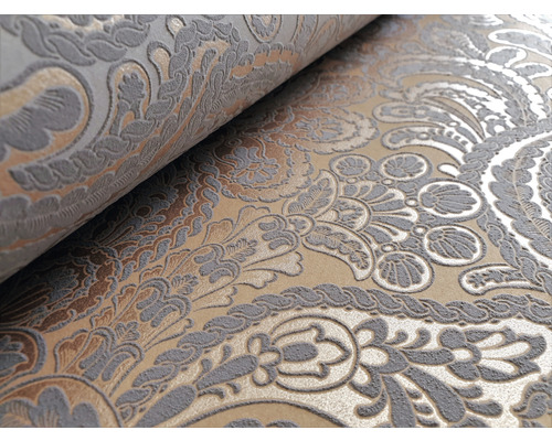 Tapete mit grauem und braunem floralem Muster