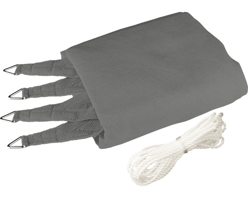 Graues Sonnensegel mit Befestigungsseil