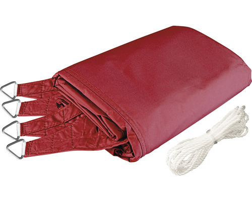 Burgunderrotes Sonnensegel mit Seil