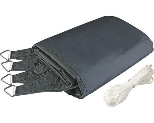 Graues Sonnensegel mit Befestigungsseil