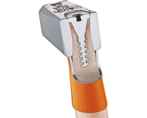 Kreuzschnitt eines Hammers mit Holzgriff und Stahlkopf