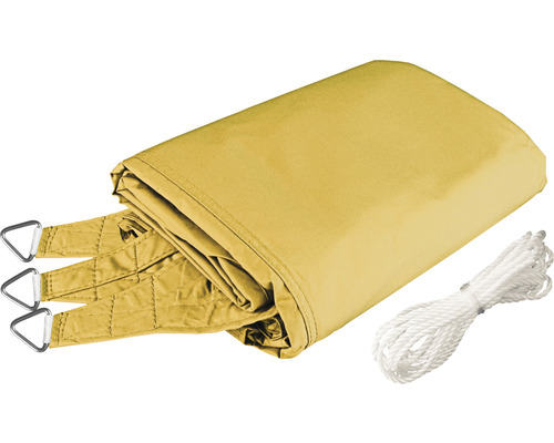 Goldfarbenes Sonnensegel mit Befestigungsseil
