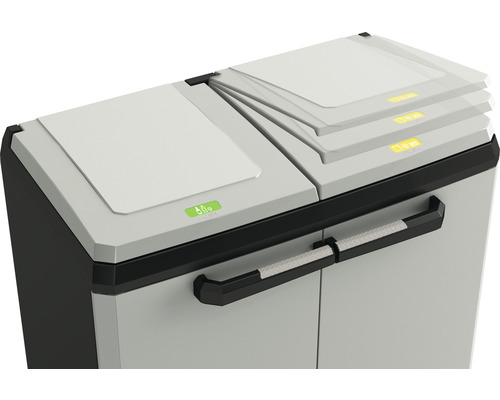 Abfalltrennsystem mit Schwenkdeckel zum Sortieren von Wertstoffen