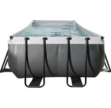 Aufstellpool Framepool-Set EXIT BlackLeather Style rechteckig 400x200x122 cm inkl. Kartuschenfilteranlage & Leiter schwarz