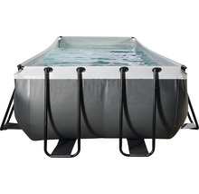 Aufstellpool Framepool-Set EXIT BlackLeather Style rechteckig 540x250x122 cm inkl. Kartuschenfilteranlage & Leiter schwarz