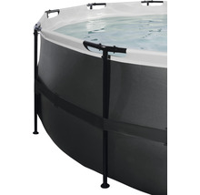 Aufstellpool Framepool-Set EXIT BlackLeather Style rund Ø 427x122 cm inkl. Sandfilteranlage, Abdeckung & Leiter schwarz