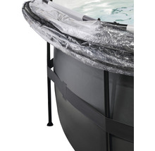 Aufstellpool Framepool-Set EXIT BlackLeather Style rund Ø 427x122 cm inkl. Sandfilteranlage, Abdeckung & Leiter schwarz