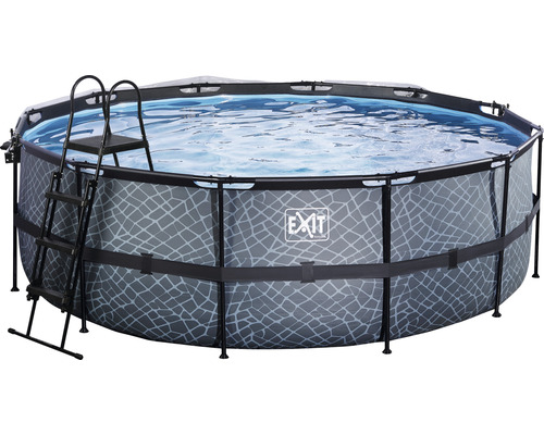 Aufstellpool Framepool-Set EXIT StonePool rund Ø 450x122 cm inkl. Sandfilteranlage, Abdeckung & Leiter Steinoptik Aufstellpool Framepool-Set EXIT StonePool rund Ø 450x122 cm inkl. Sandfilteranlage, Abdeckung & Leiter Steinoptik
