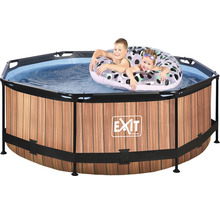 Aufstellpool Framepool-Set EXIT WoodPool rund Ø 244 x 76 cm inkl. Kartuschenfilteranlage Holzoptik