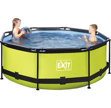 Kinder spielen in einem EXIT Toys Aufstellpool mit Rahmen.