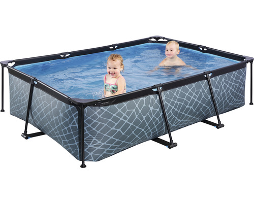 Rechteckiger Aufstellpool mit zwei Kindern im Wasser