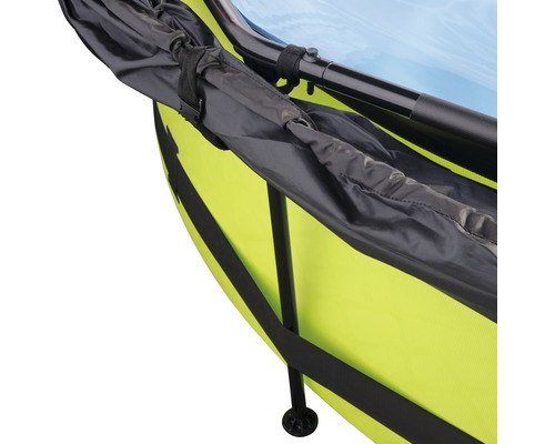 Detailansicht eines gelben und schwarzen Trampolins