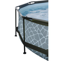 Aufstellpool Framepool-Set EXIT StonePool rund Ø 244x76 cm inkl. Kartuschenfilteranlage & Abdeckung Steinoptik