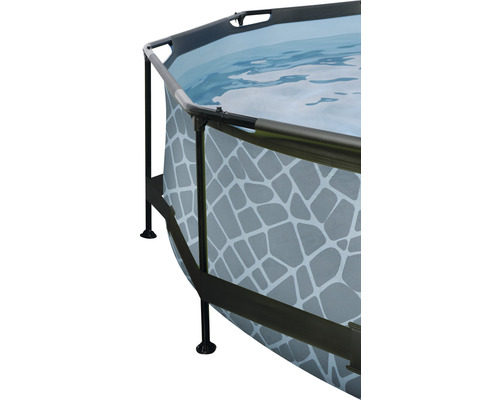 Aufstellpool mit Stahlrahmen und Steinmuster