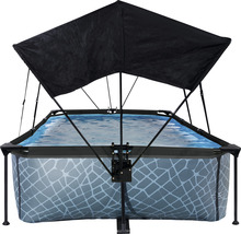 Aufstellpool Framepool-Set EXIT StonePool rechteckig 220x150x65 cm inkl. Kartuschenfilteranlage & Sonnendach Steinoptik