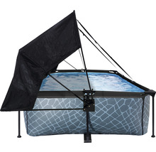 Aufstellpool Framepool-Set EXIT StonePool rechteckig 220x150x65 cm inkl. Kartuschenfilteranlage & Sonnendach Steinoptik
