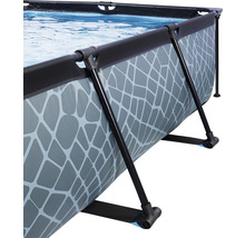 Aufstellpool Framepool-Set EXIT StonePool rechteckig 220x150x65 cm inkl. Kartuschenfilteranlage & Sonnendach Steinoptik