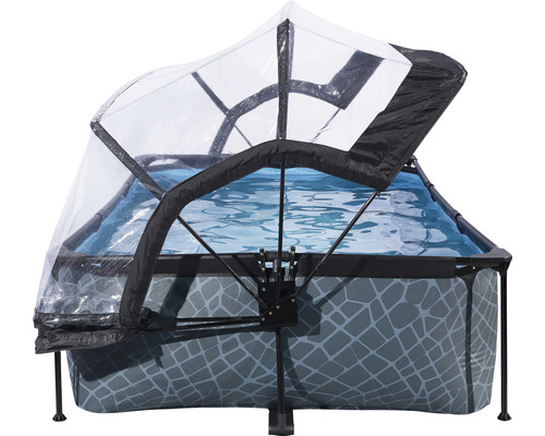 Aufstellpool mit transparenter Poolüberdachung