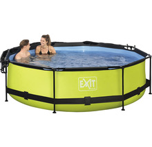 Aufstellpool mit Stahlrahmen und Personen im Wasser