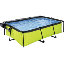 Rechteckiger Stahlrahmenpool mit Abdeckung und Wasser