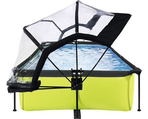 Rechteckiger Framepool mit transparenter Poolüberdachung