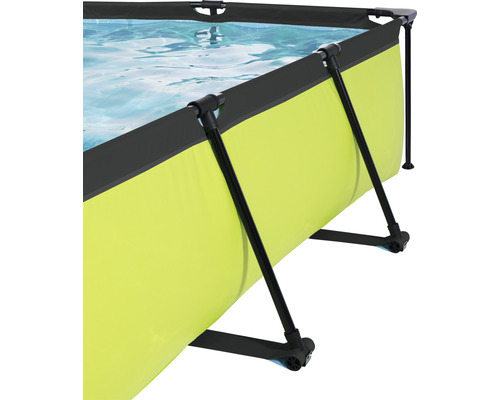 Detailansicht eines Frame Pools mit Stahlrahmen und Beckenfolie