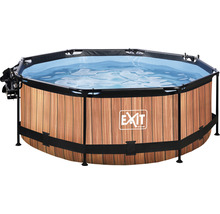 Gartenpool mit Holzoptik und Wasser