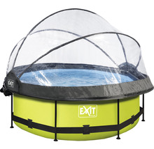 Aufstellpool Framepool-Set EXIT Lime rund Ø 244x76 cm inkl. Kartuschenfilteranlage, Abdeckung & Sonnenschutz grün