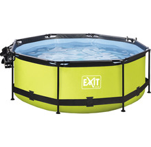 Aufstellpool Framepool-Set EXIT Lime rund Ø 244x76 cm inkl. Kartuschenfilteranlage, Abdeckung & Sonnenschutz grün