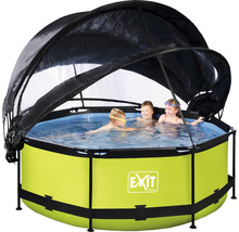 Aufstellpool Framepool-Set EXIT Lime rund Ø 244x76 cm inkl. Kartuschenfilteranlage, Abdeckung & Sonnenschutz grün