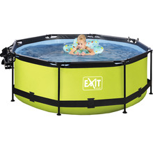 Aufstellpool Framepool-Set EXIT Lime rund Ø 244x76 cm inkl. Kartuschenfilteranlage, Abdeckung & Sonnenschutz grün