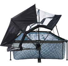 Aufstellpool Framepool-Set EXIT StonePool rechteckig 300x200x65 cm inkl. Kartuschenfilteranlage, Abdeckung & Sonnenschutz Steinoptik