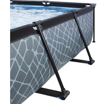Aufstellpool Framepool-Set EXIT StonePool rechteckig 300x200x65 cm inkl. Kartuschenfilteranlage, Abdeckung & Sonnenschutz Steinoptik