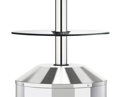 Detailansicht eines Heizstrahlers mit Ablagefläche