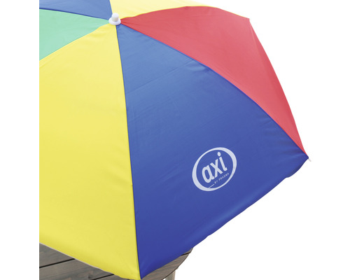 Mehrfarbiger Sonnenschirm mit AXI Logo