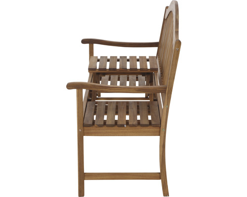 Holzgartenbank mit Ablage von der Seite