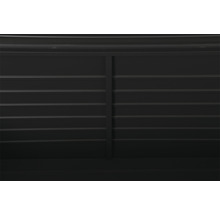 Detailansicht einer Gartenbox mit horizontalen Streifen und einer vertikalen Verstrebung.