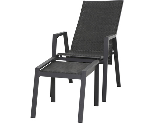 Gartenstuhl mit Fußstütze aus Metall und Textil