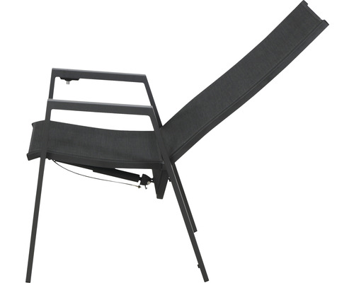 Verstellbarer Gartenstuhl mit Armlehnen und Textilbespannung